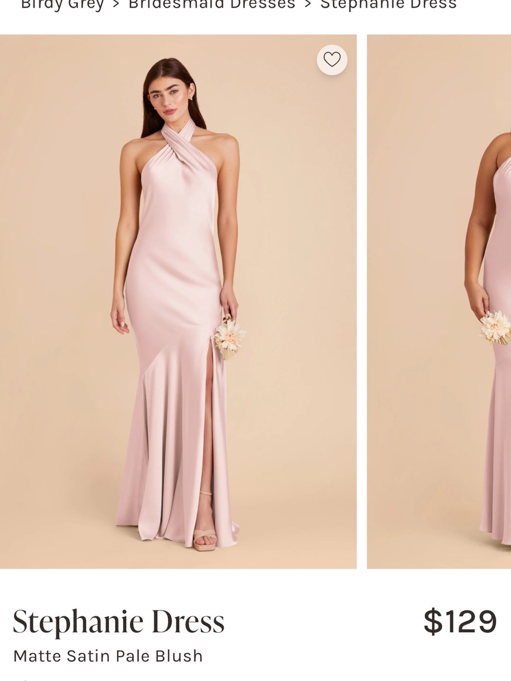 Birdy Grey Matte Satin Pale Blush Stephanie Dress